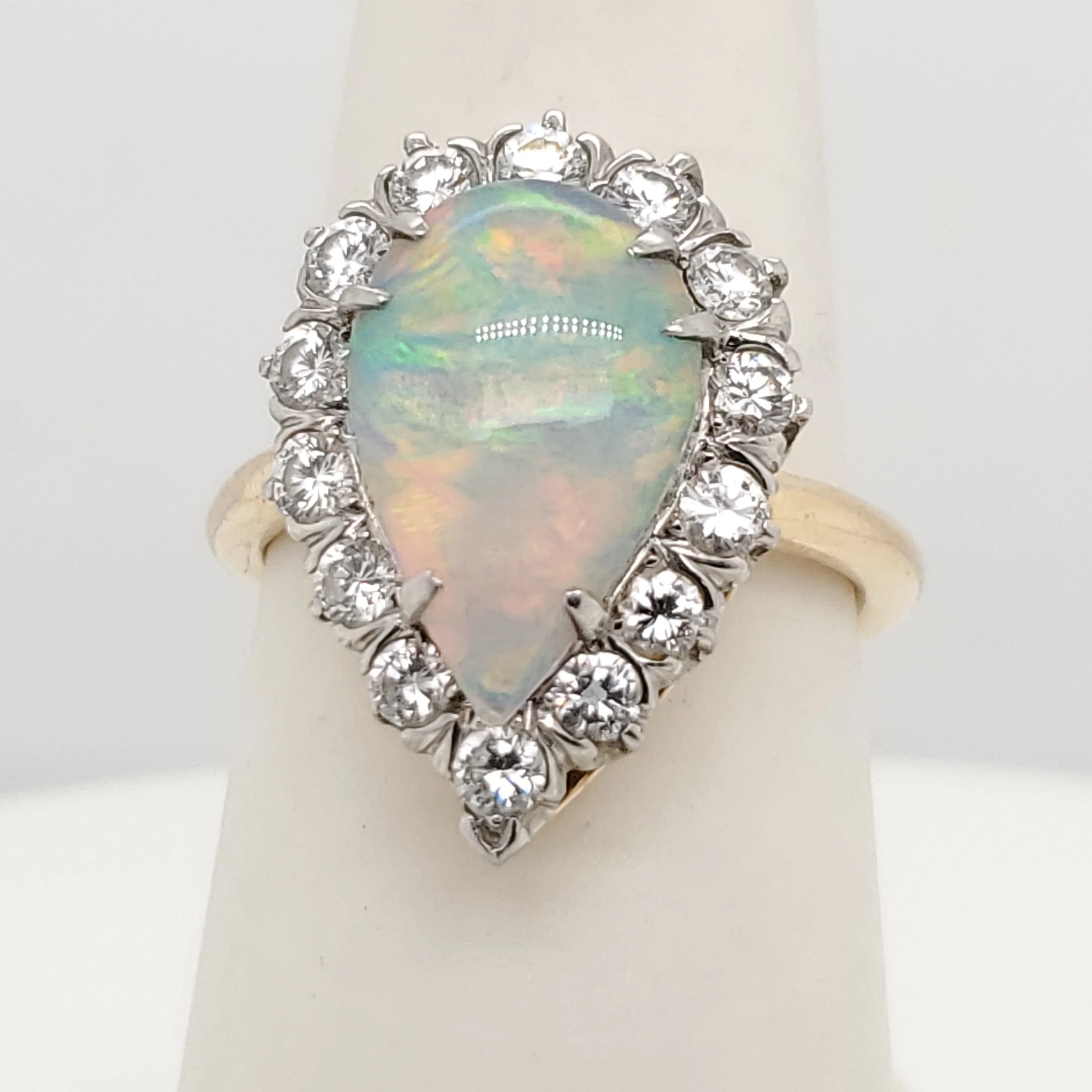 14kt Yellow Gold Opal and Diamond Ring