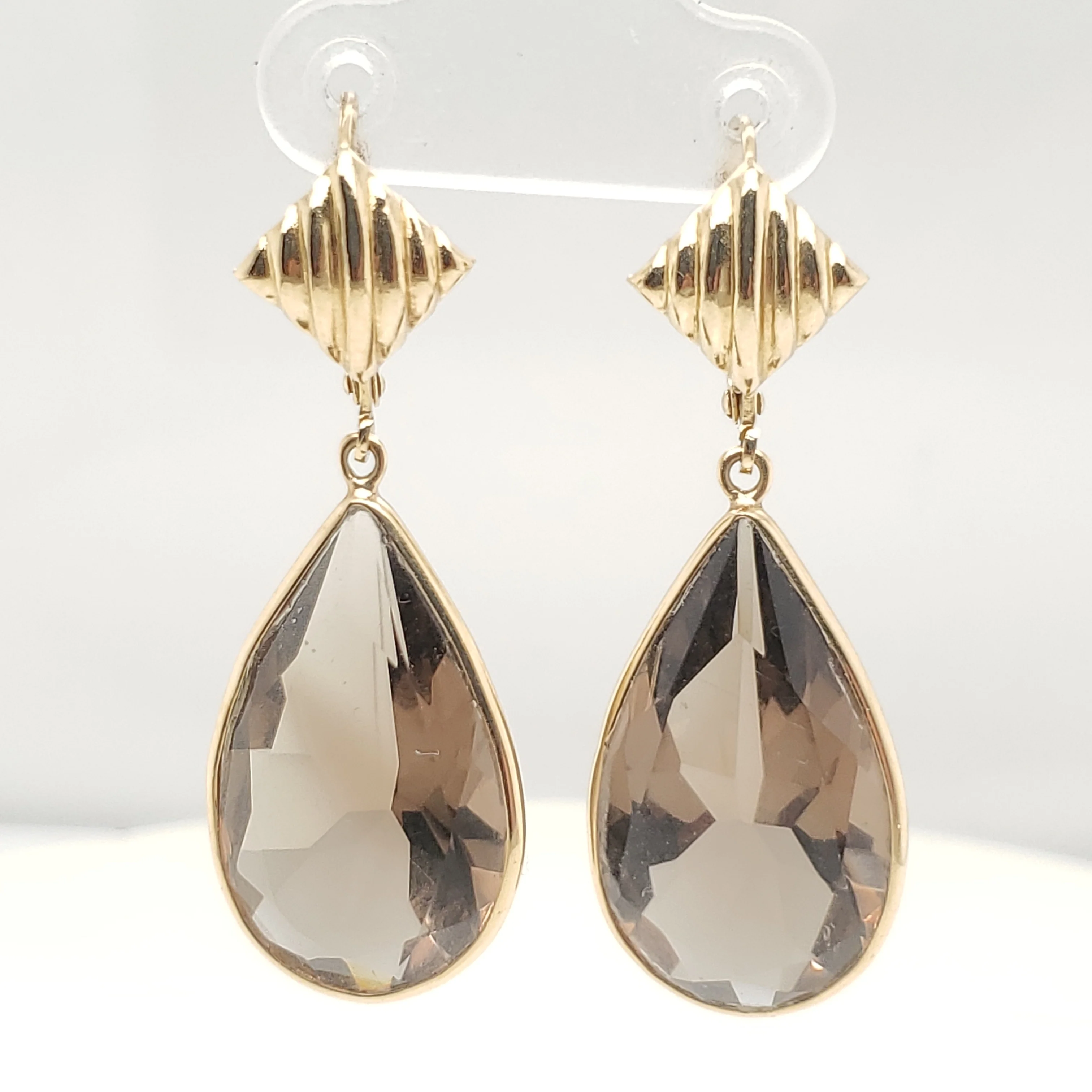 14kt Yellow Gold smokey Topaz Earrings