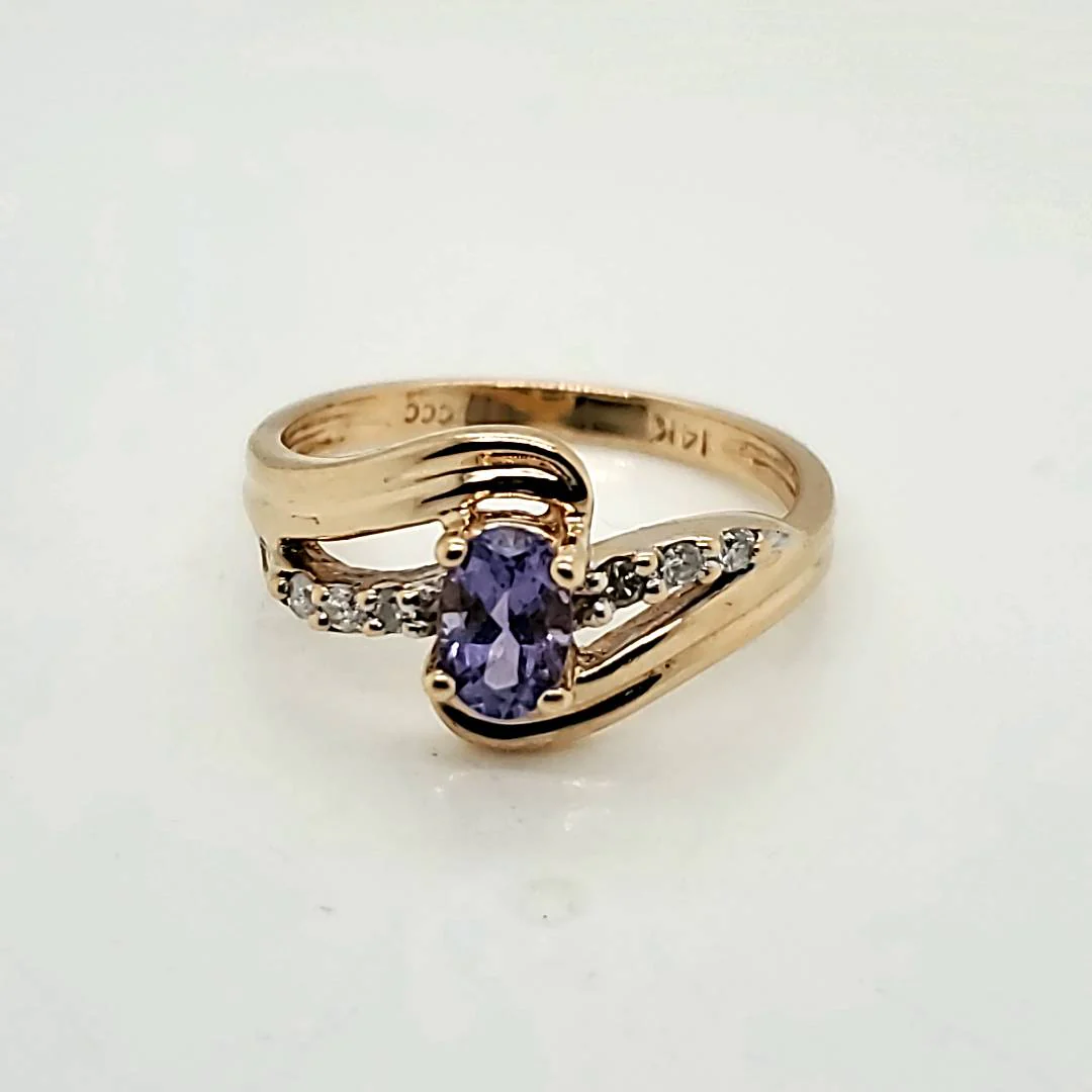 14kt Yellow Gold Tanzanite and Diamond Ring
