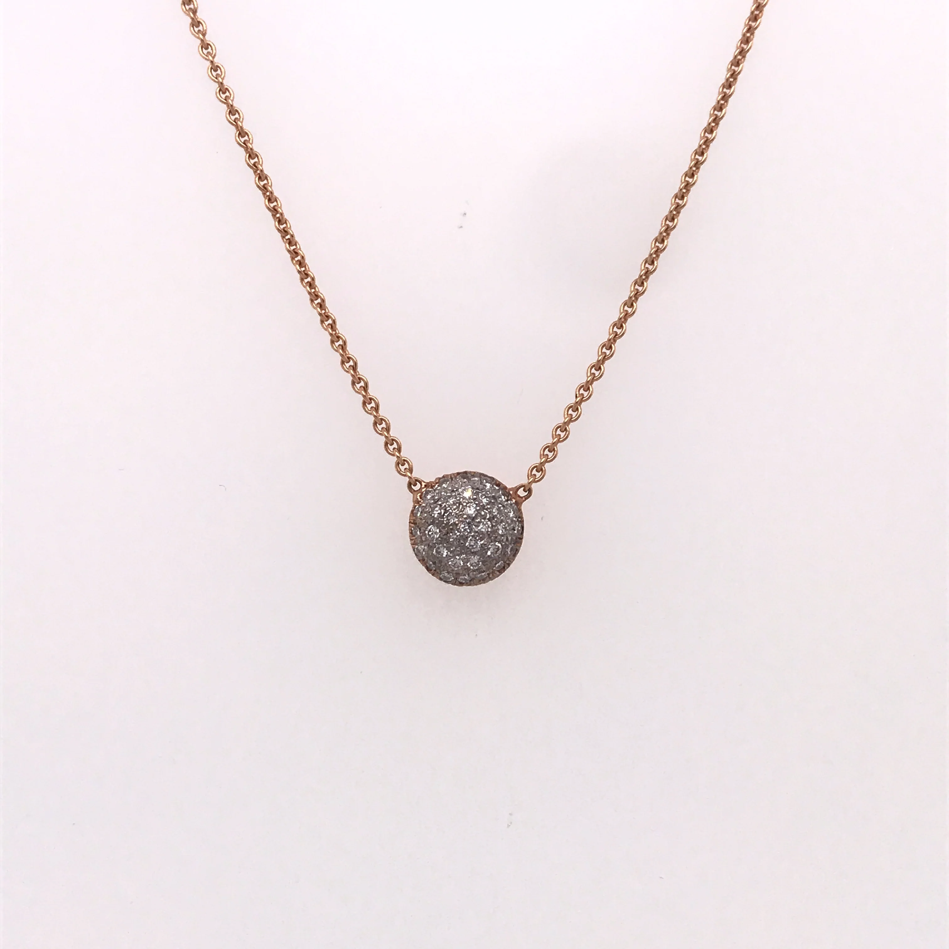 18Kt Rose Gold Diamond Pave Lente Necklace
