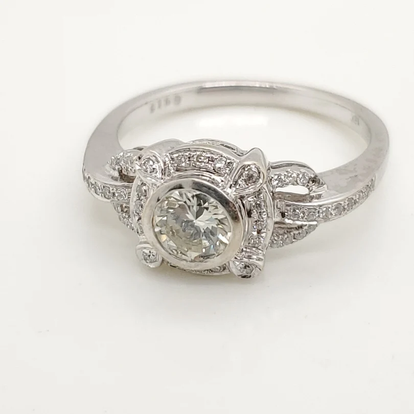 18kt White Gold .45 Carat Round Brilliant Cut Diamond Engagement Ring