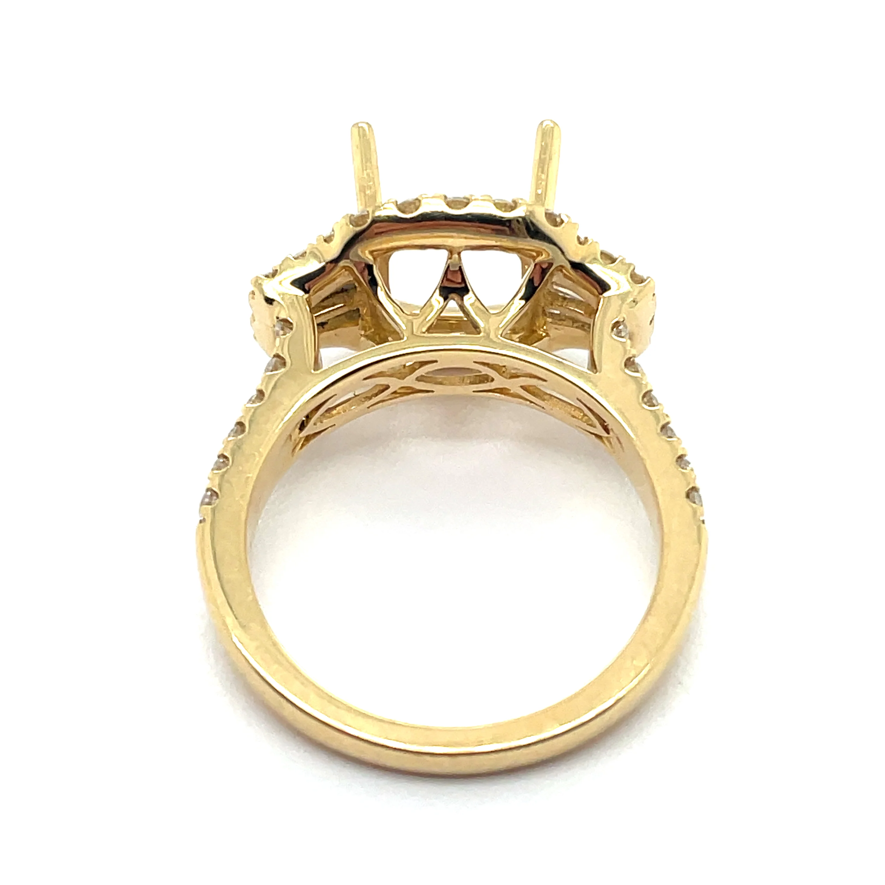 18kt Yellow Gold 1.21Ctw Halo Diamond Semi-Mount - Image 2