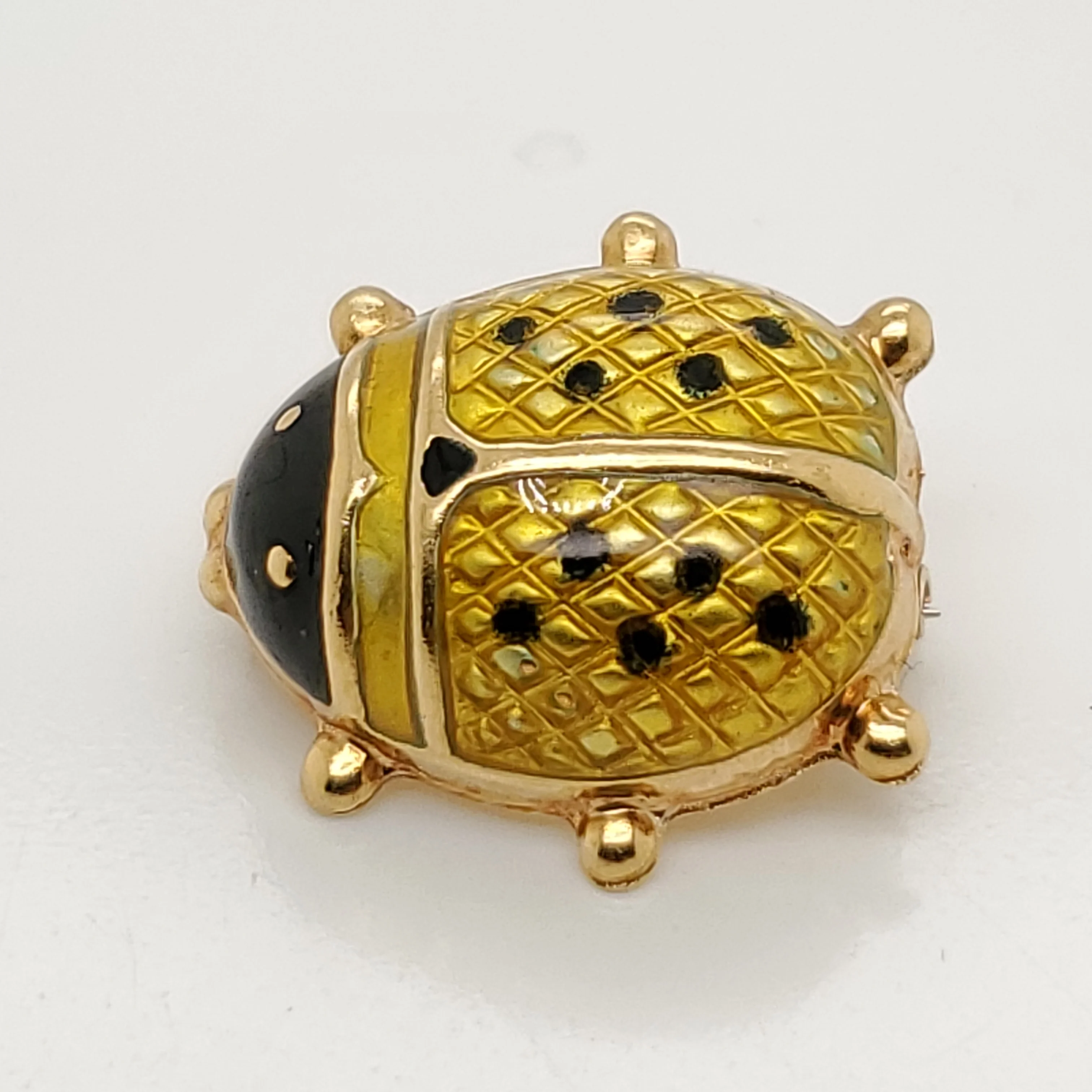 18kt Yellow Gold Enamel Lady Bug Brooch