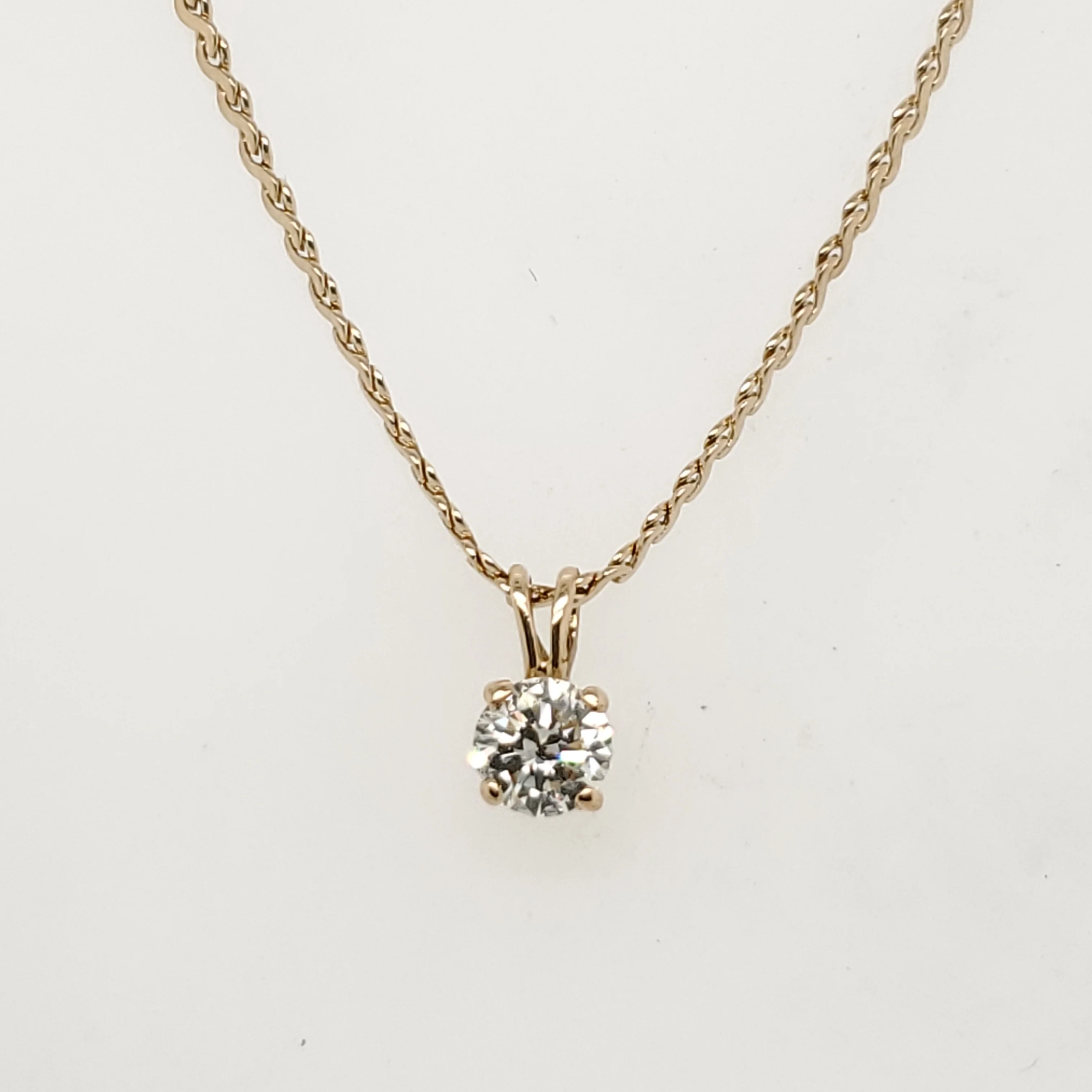 .33 Carat Round Brilliant Cut Diamond Solitaire Pendant in 14Kt Gold