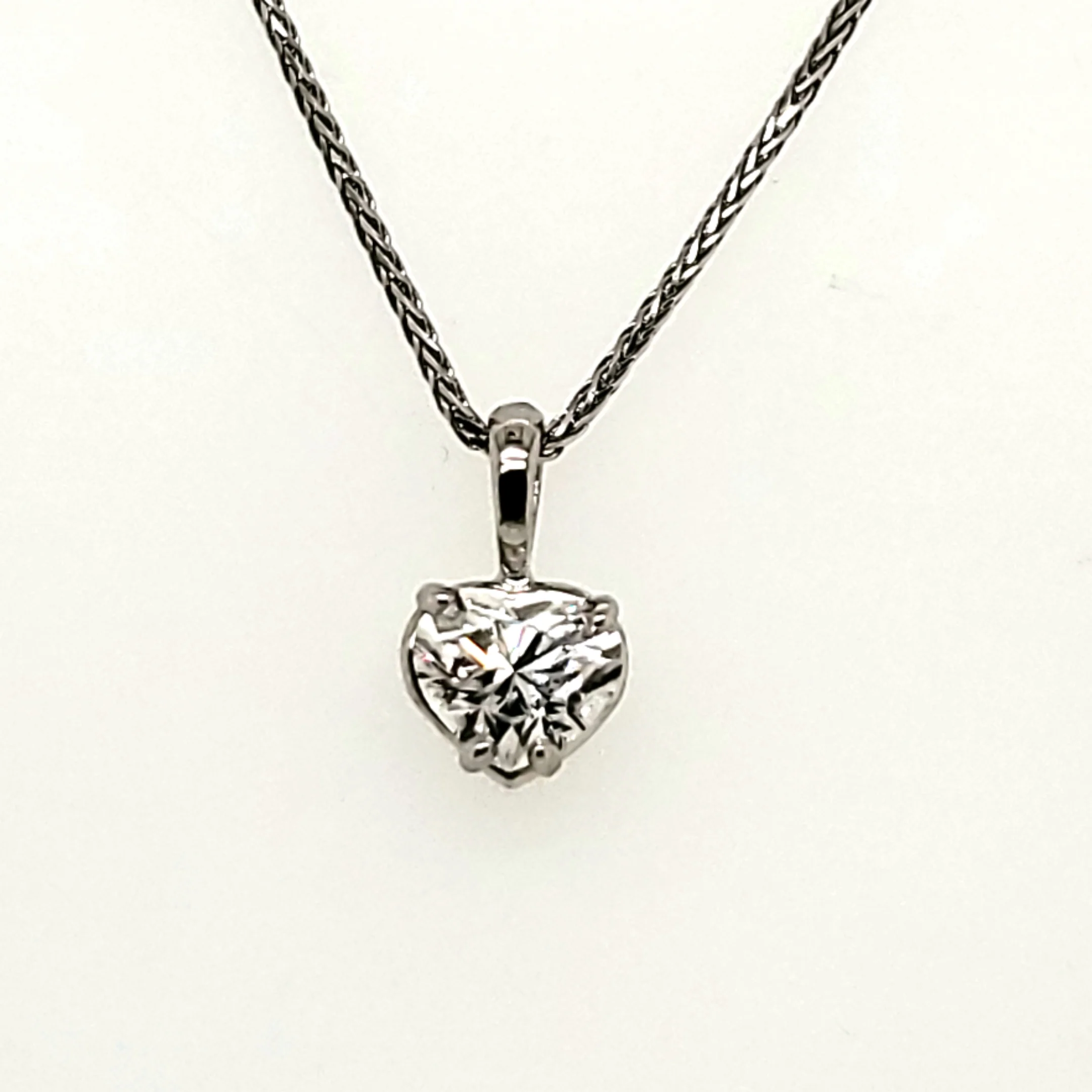 .51 Carat Heart Shaped Diamond Solitaire Pendant in 14Kt White Gold
