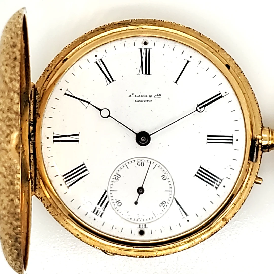 A.D. Lang & Cie Antique Victorian 18Kt Yellow Gold 38Mm Hunters Case Pocket Watch - Image 2