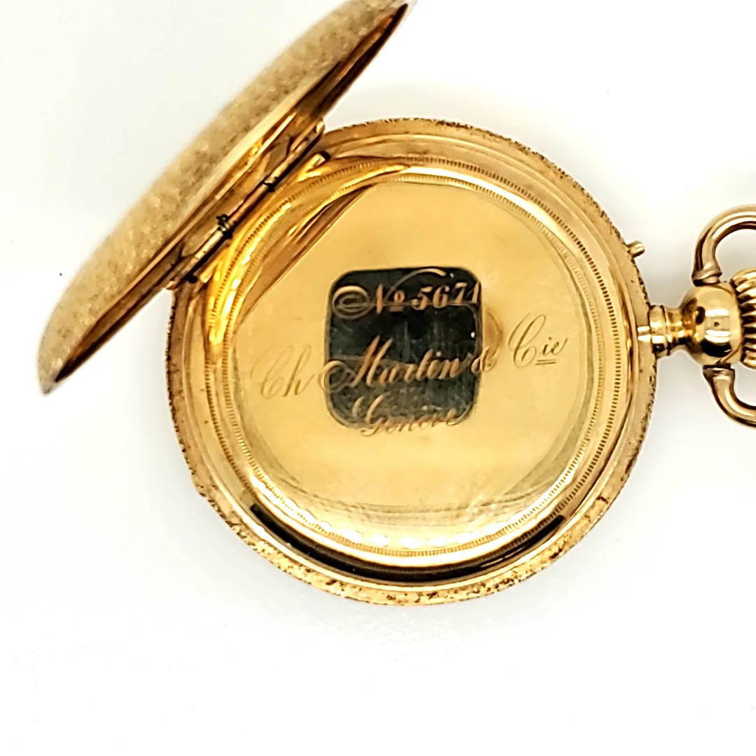 A.D. Lang & Cie Antique Victorian 18Kt Yellow Gold 38Mm Hunters Case Pocket Watch - Image 4