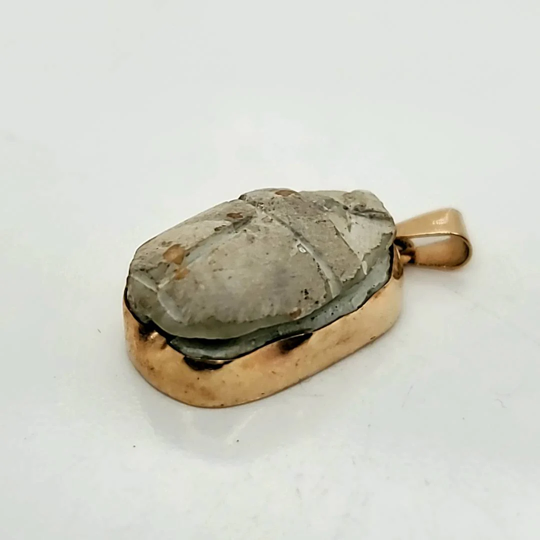 Ancient Carved 14Kt Gold Scarab Pendant