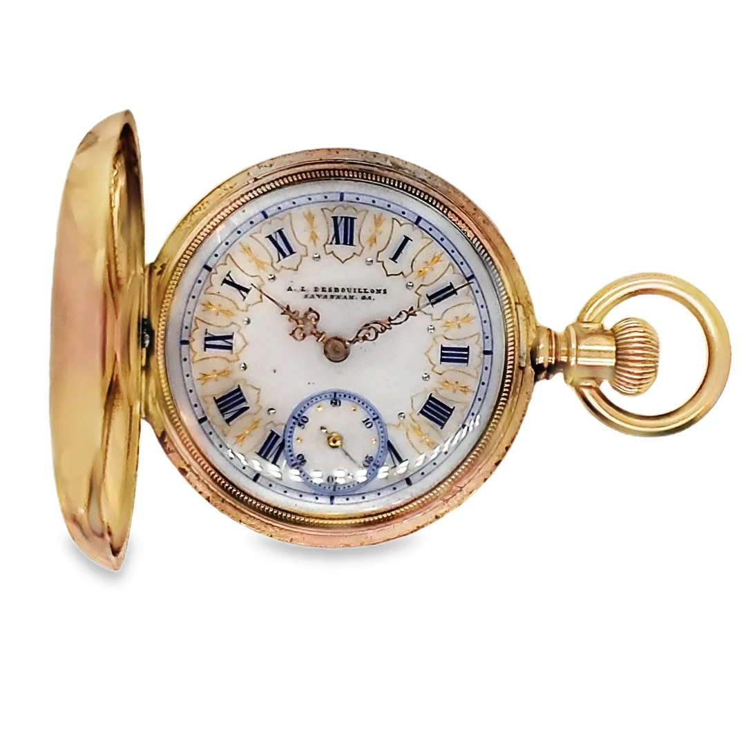 Antique 14Kt Yellow Gold Diamond And Ruby Hunters Case Pocket Watch - Image 3