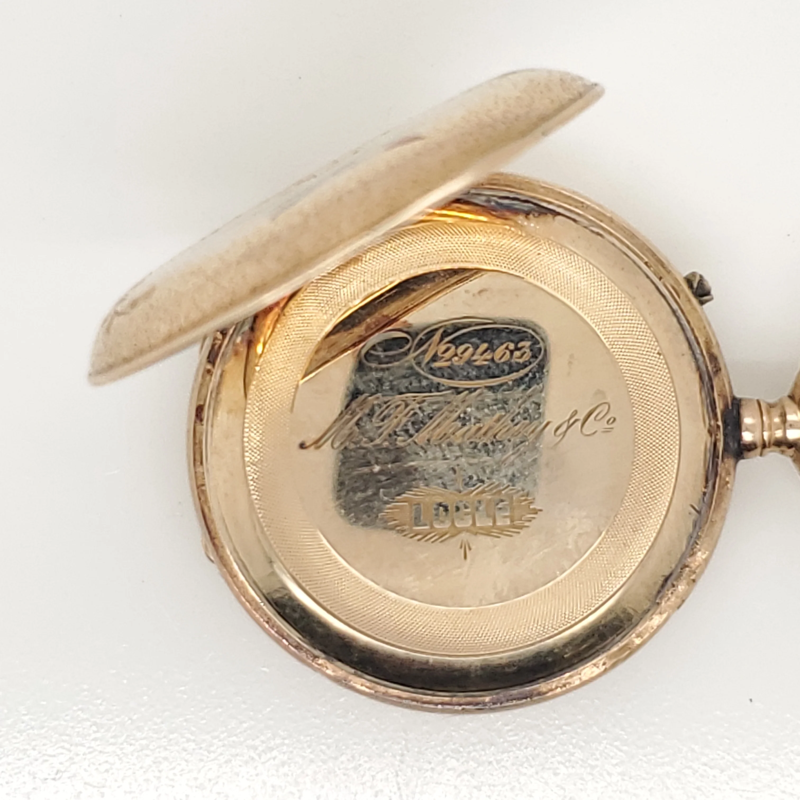 Antique 14Kt Yellow GoldM.F. Mathey Demi Case Pocket Watch - Image 3