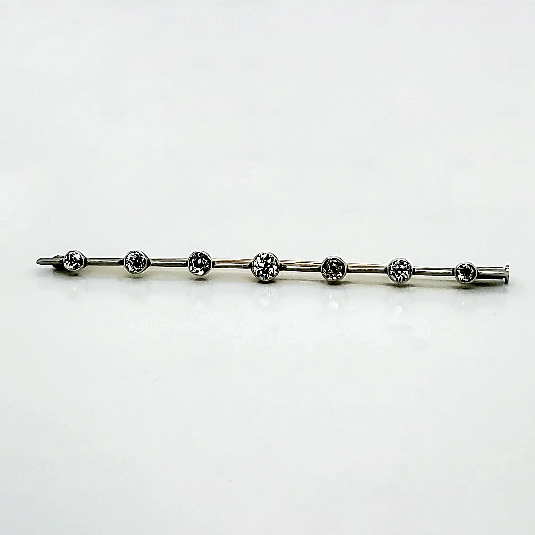 Antique French Platinum and Diamond Bar Pin