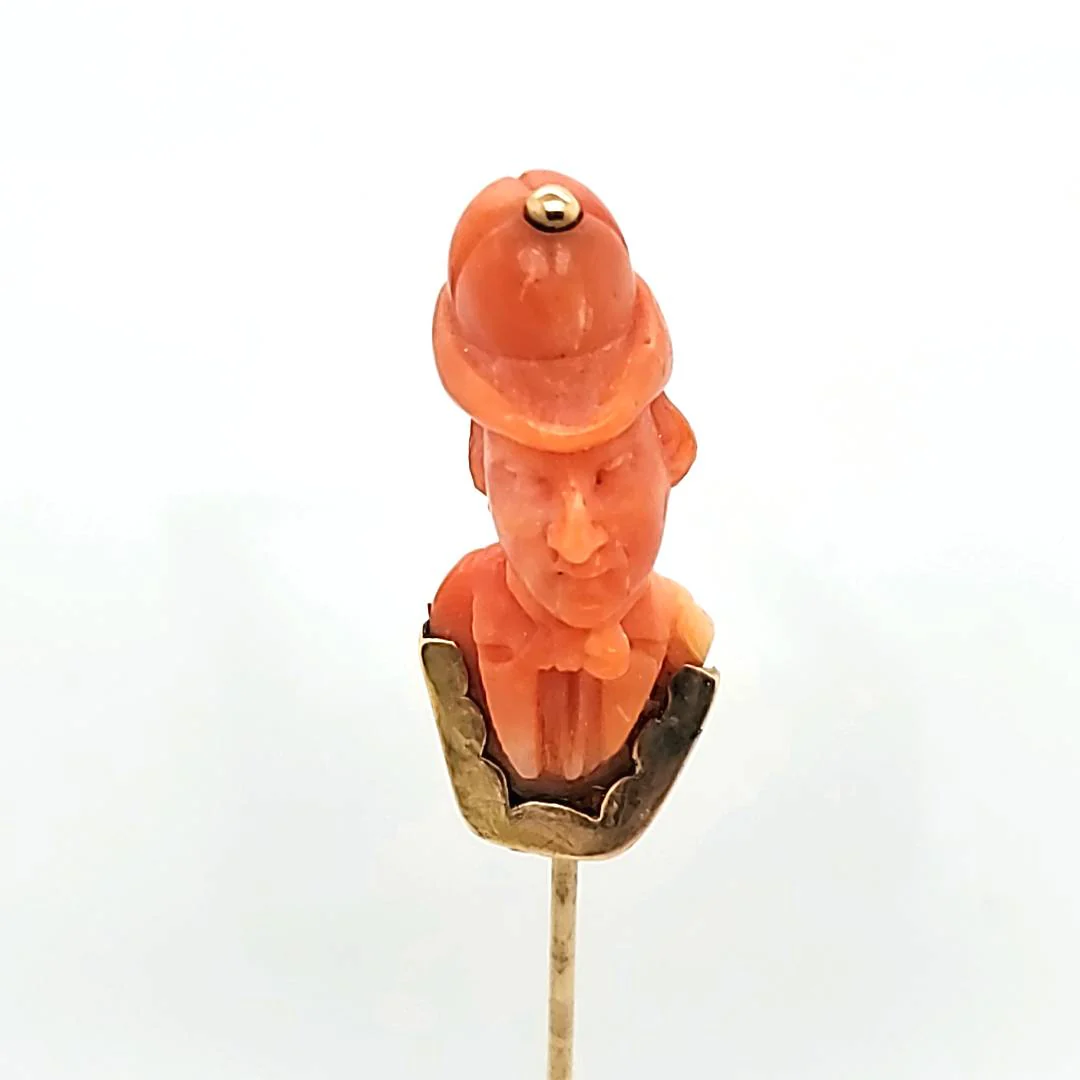 Antique Victorian Coral Stick Pin