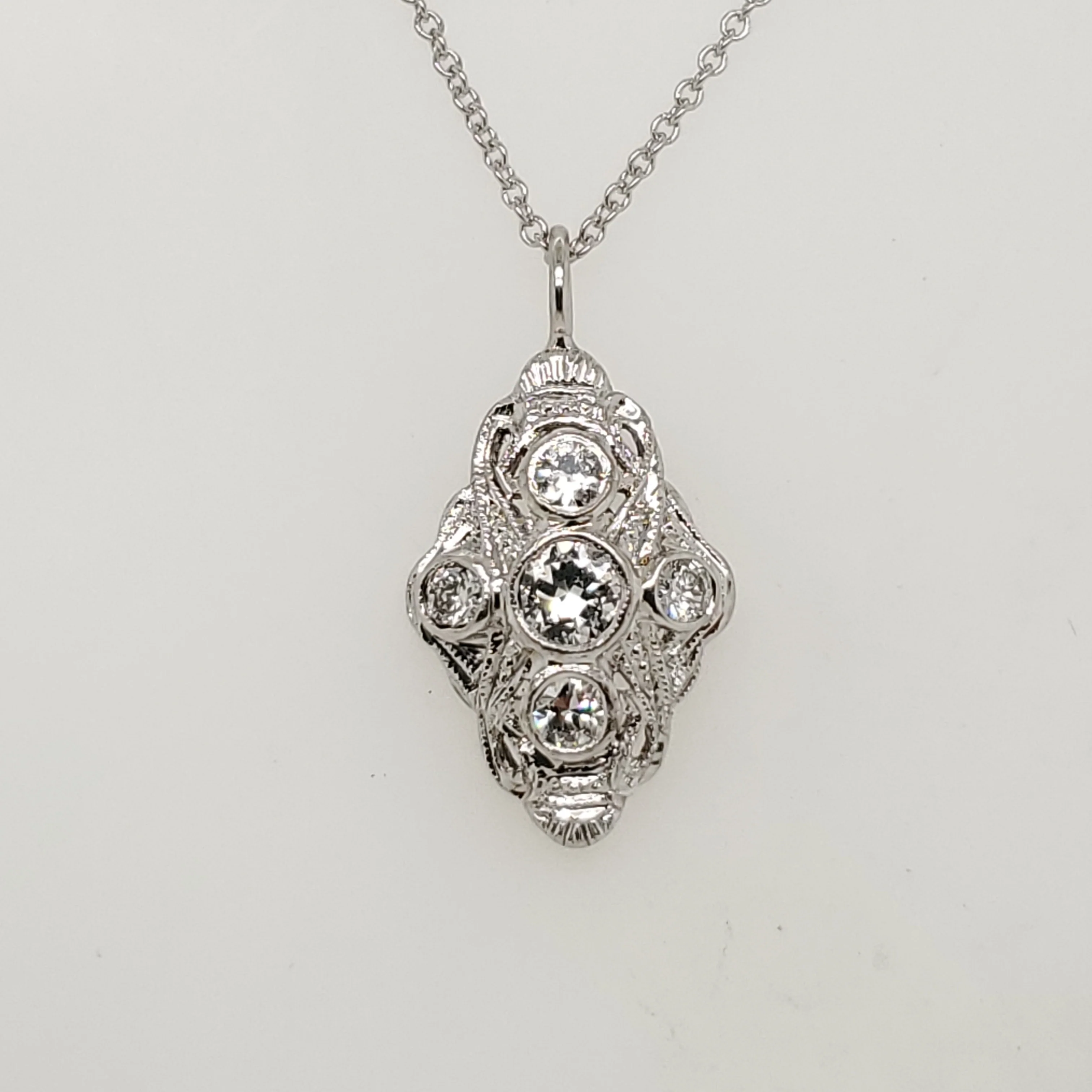 Art Deco 14Kt White Gold And Diamond Pendant