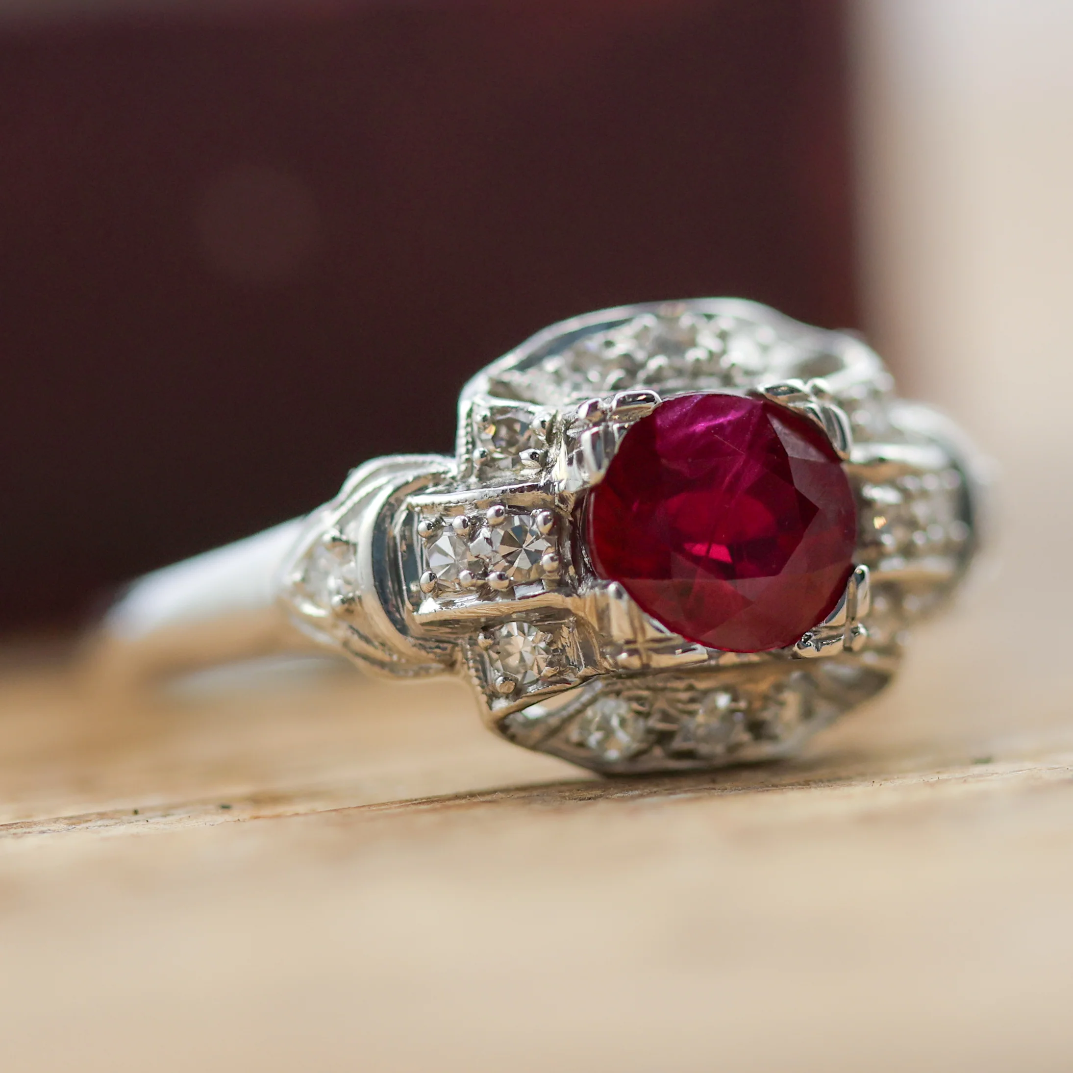 Art Deco Platinum Ruby and Diamond Ring - Image 4