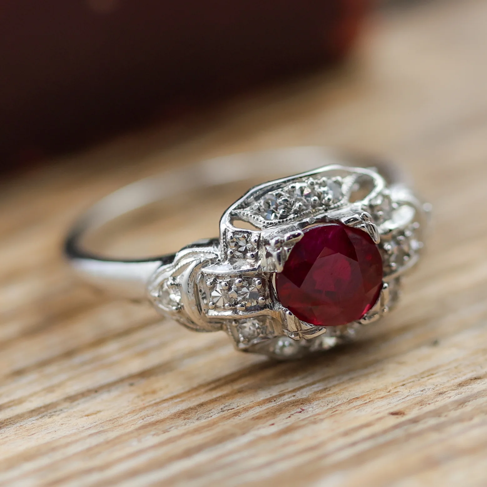Art Deco Platinum Ruby and Diamond Ring - Image 5