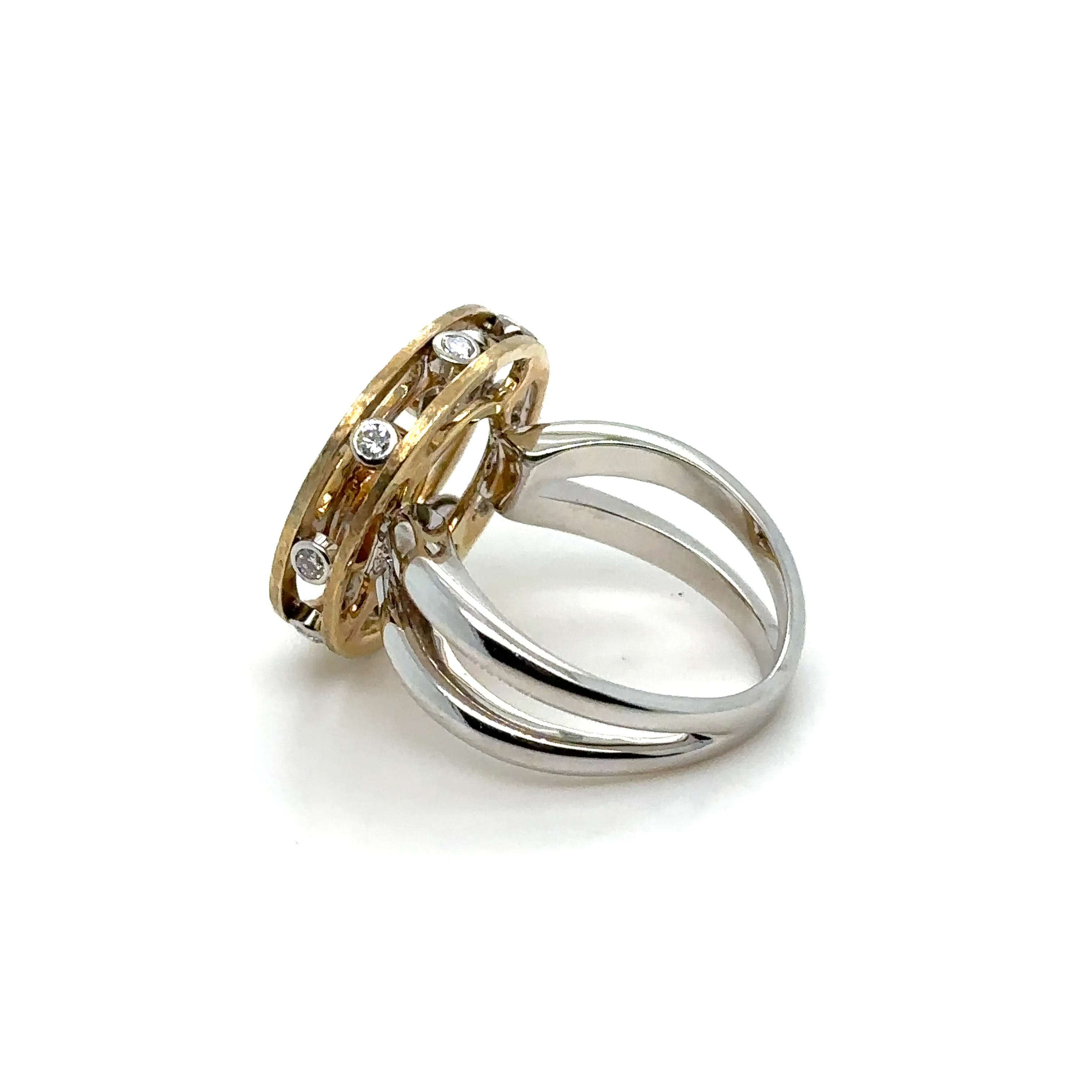 Award Winning Hand Fabricated 14kt wo Tone Gold And Diamond Ring By Candace Wade - Image 2
