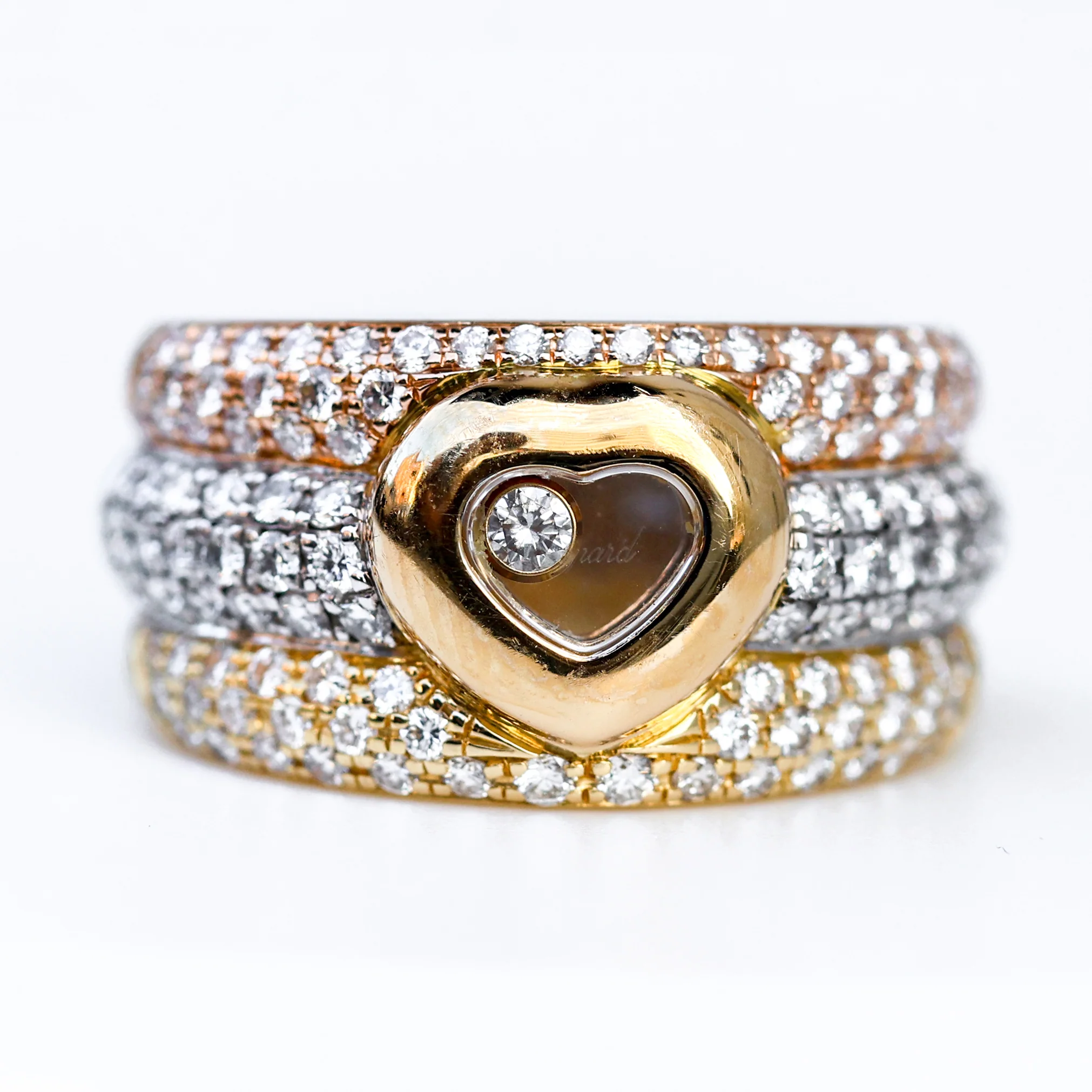 Chopard 18kt Yellow White and Rose Gold Happy Diamond Ring - Image 5