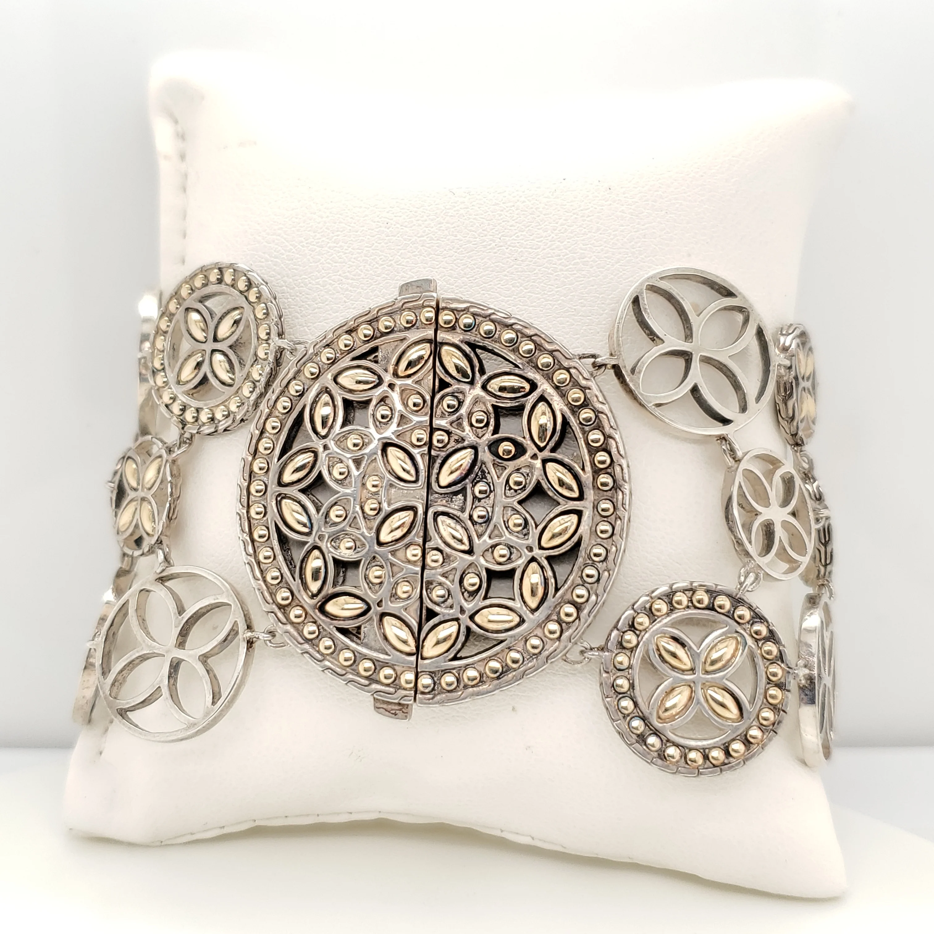 John Hardy Sterling Silver and 18kt Yellow Gold Kawung Bracelet