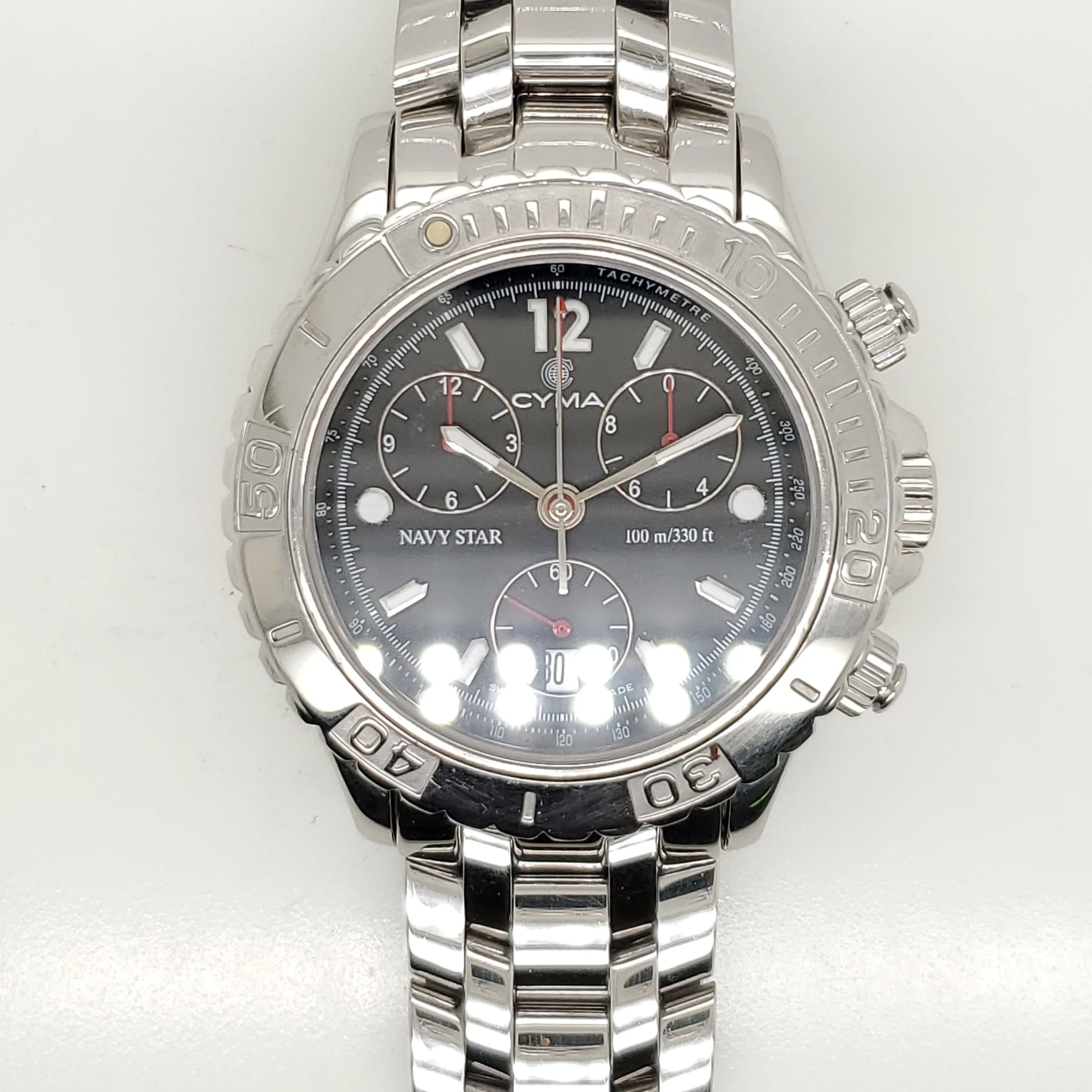 Mens Cyma Navystra Stainless Steel Quartz Chronograph Watch