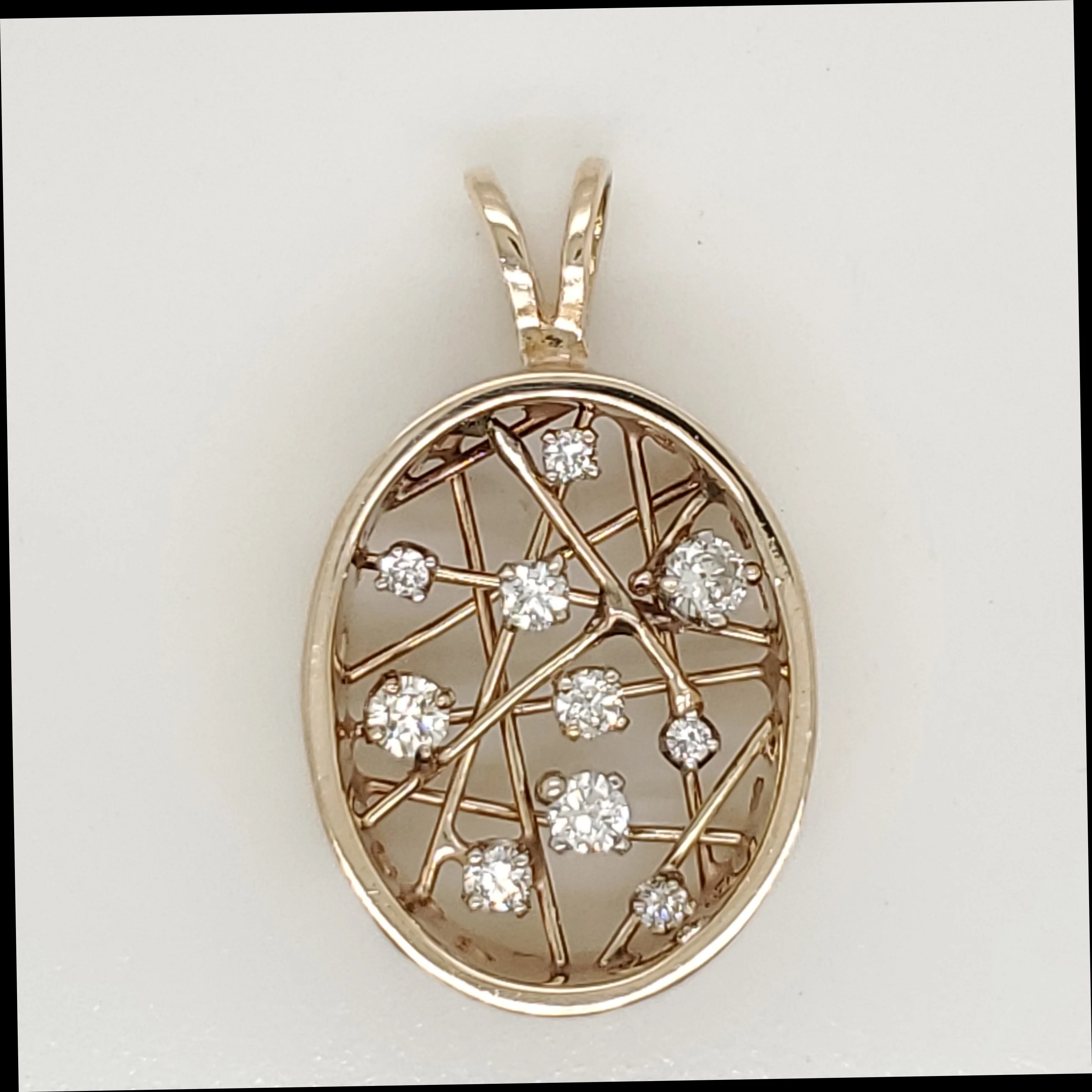 Modernist 14kt Yellow Gold Diamond Pendant