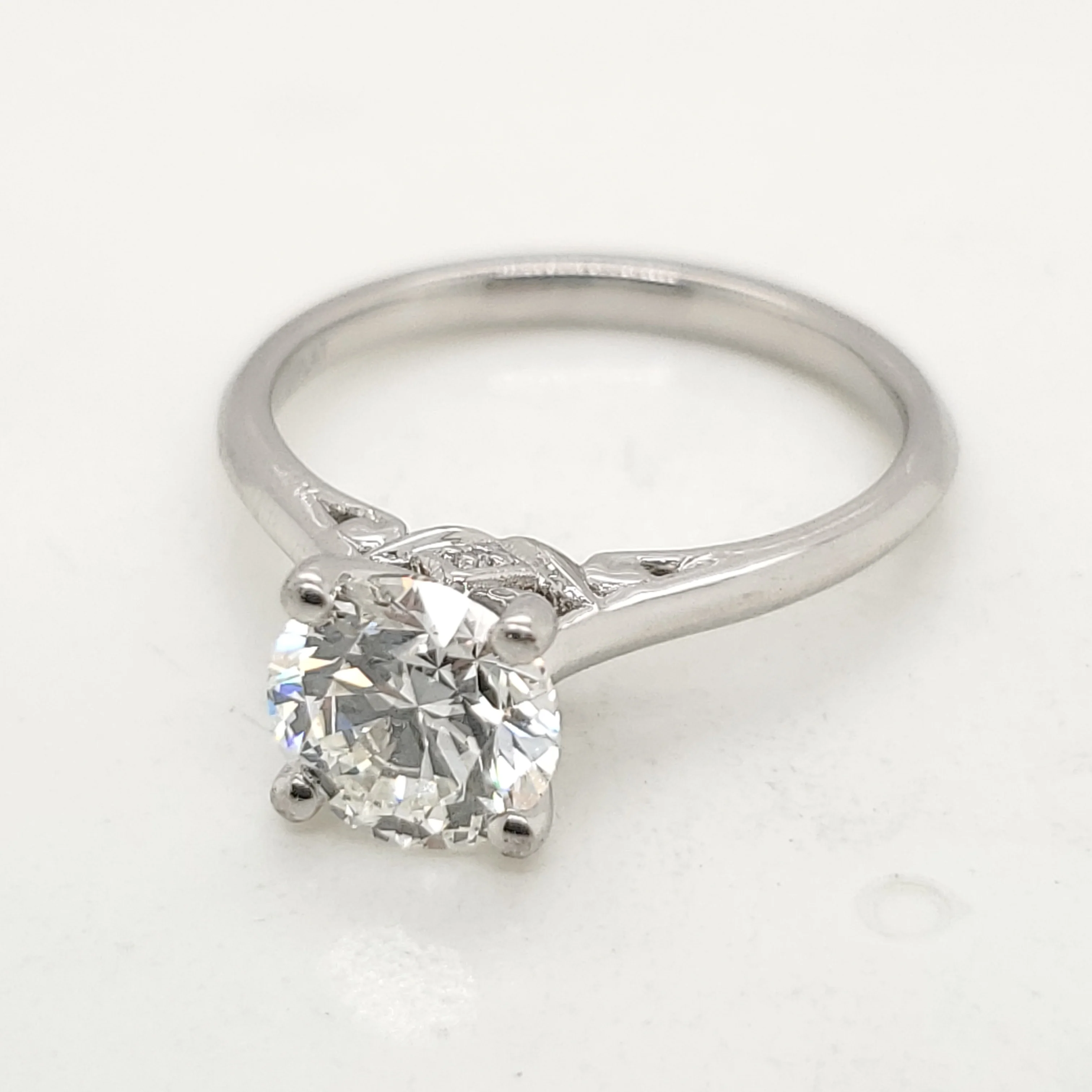 Platinum 1.60 Carat Round Brilliant Cut Diamond Engagement Ring