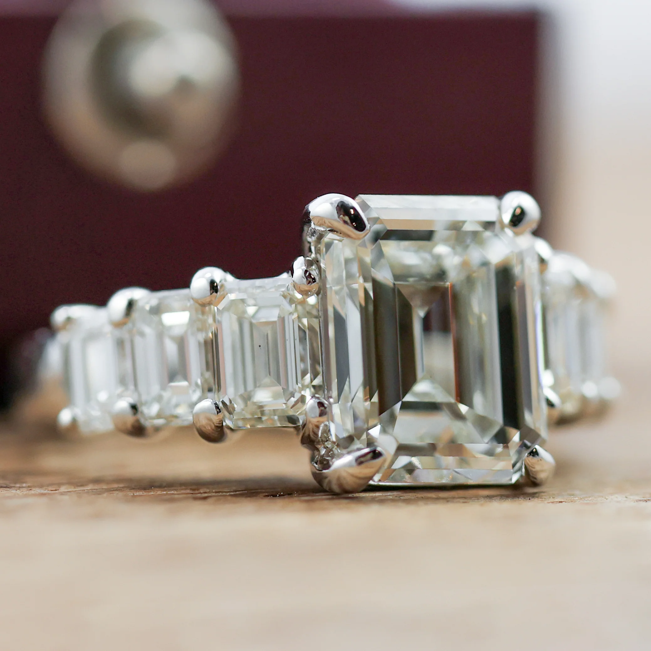 Platinum 4.10 Carat Emerald Cut Diamond Engagement Ring - Image 3
