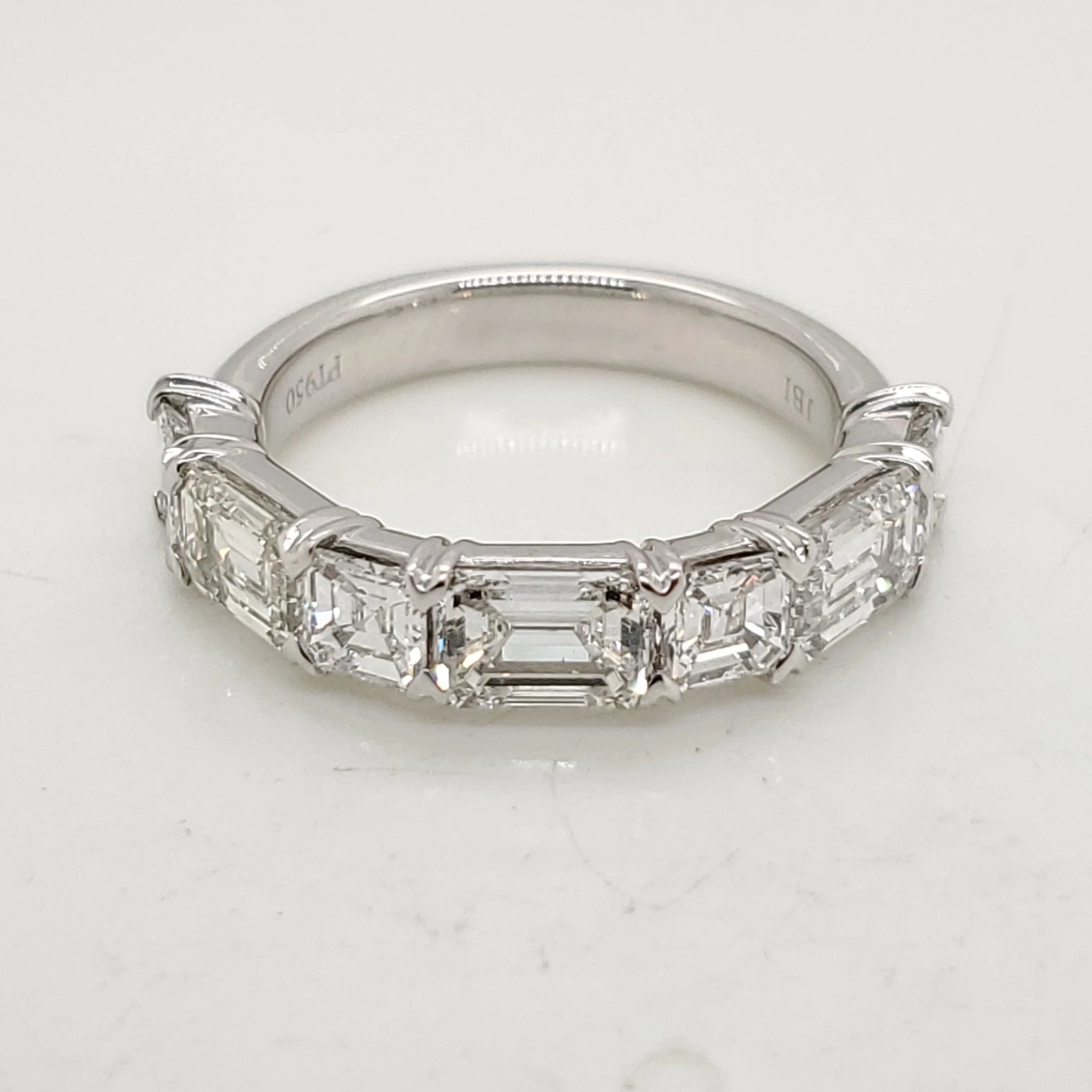 Platinum Asher and Emerald Cut Wedding Band