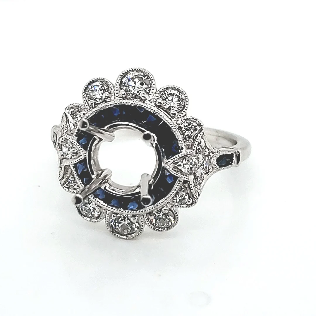Platinum Diamond and Sapphire Ring Mounting
