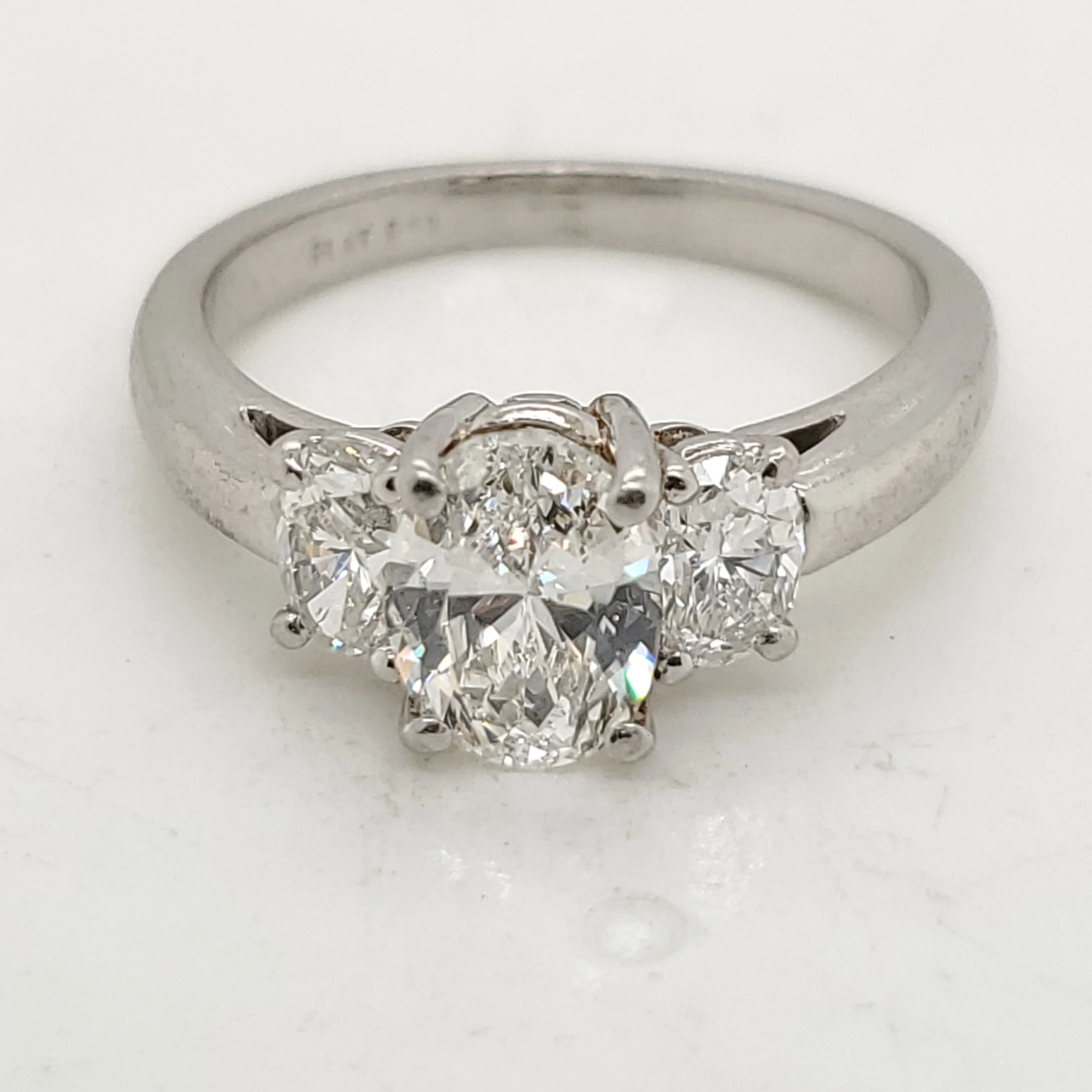 Platinum Three Oval Diamond Engagement Ring