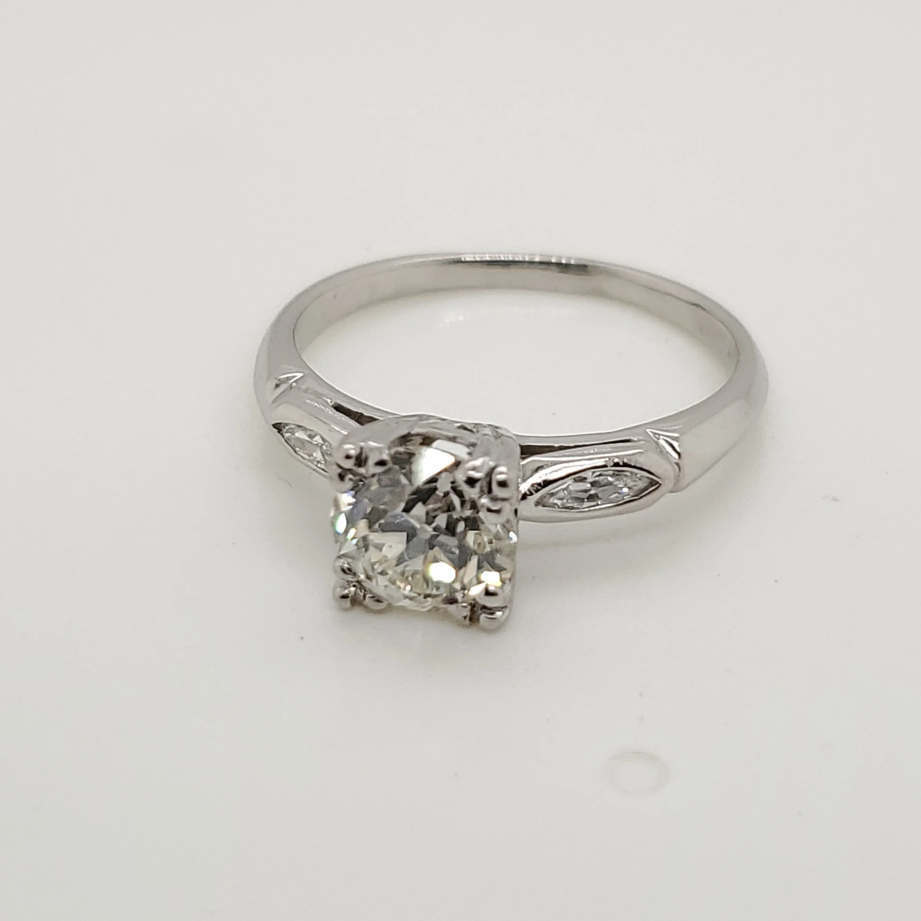 Platinum Vintage 1.15 Carat Old Mine Cut Diamond Engagement Ring