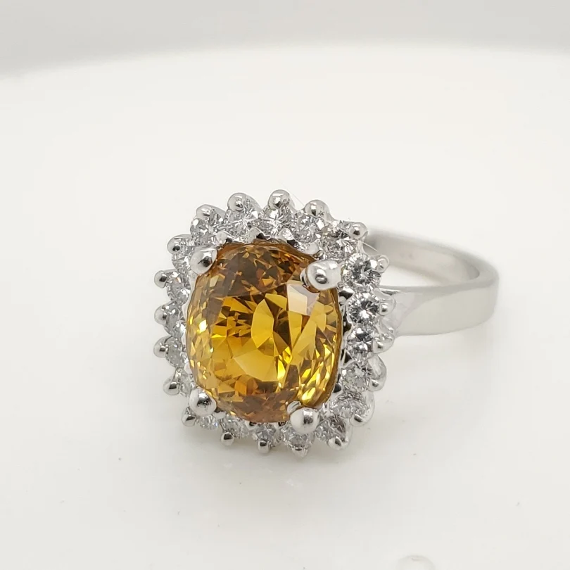 PlatinumYellow Sapphire and Diamond Ring