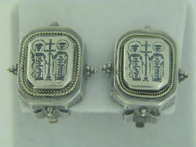 Pre-Owned Konstantino Sterling Silver And 18Kt Yellow Gold Earrings