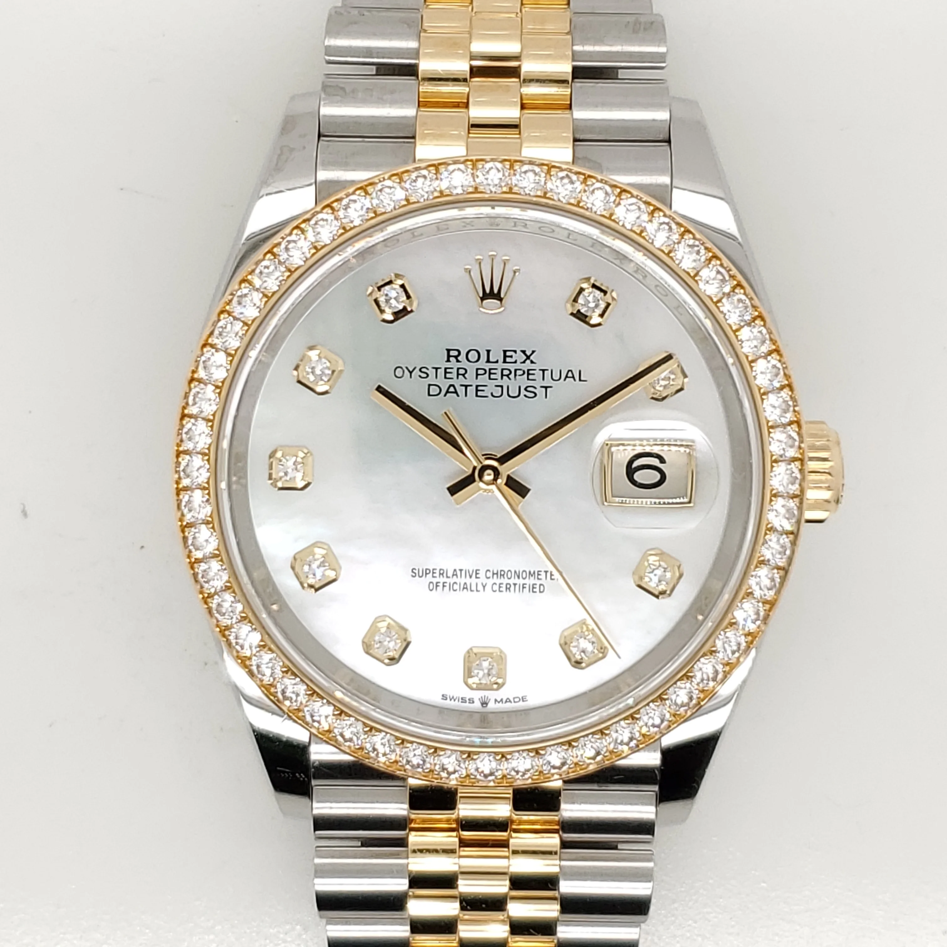 Pre-owned Mixed Number Rolex Datejust Stainless Steel and 18kt Yellow Gold Diamond Watch