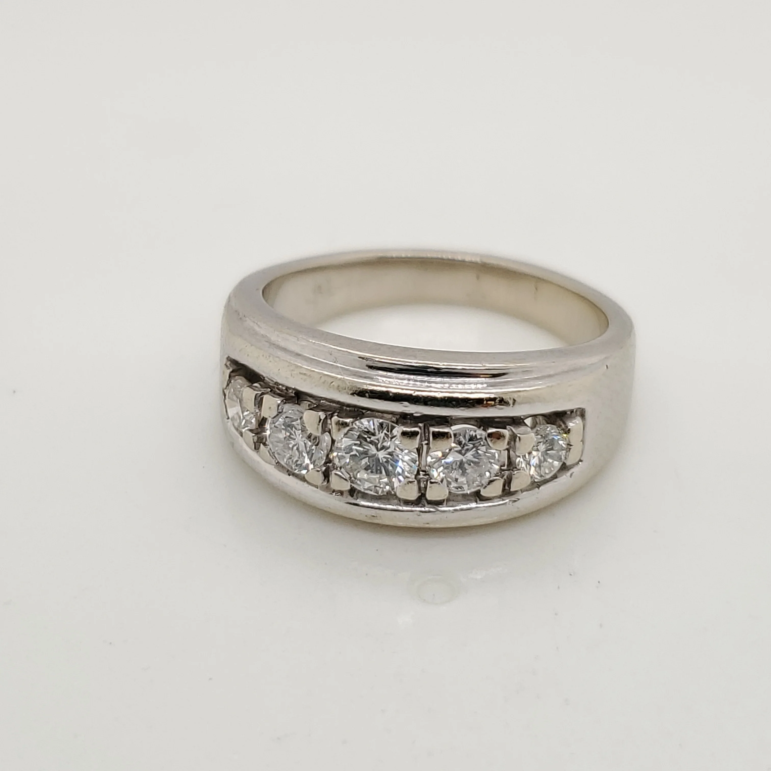 Vintage 14kt White Gold and Diamond Band