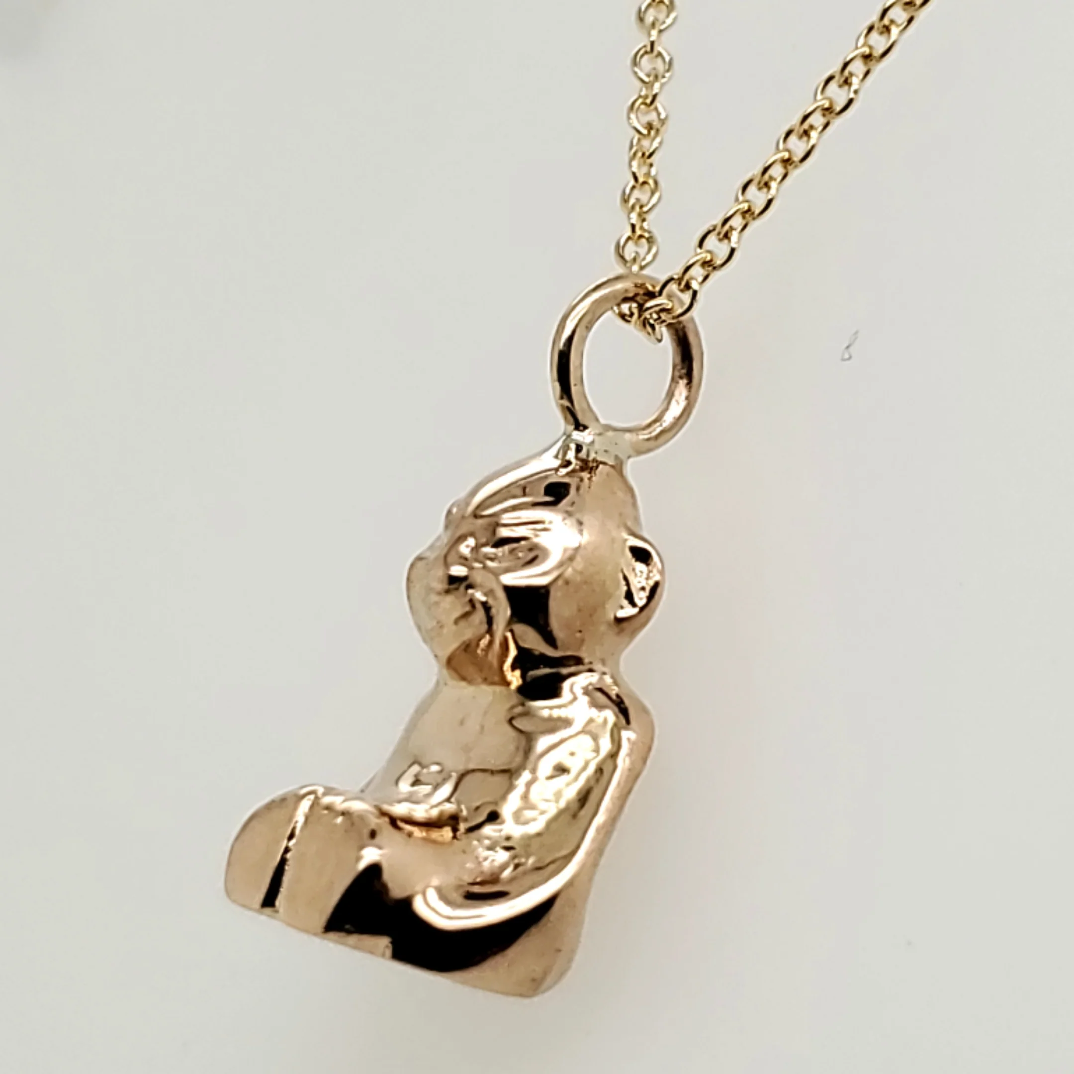 Vintage 14kt Yellow Gold Billiken Charm Necklace - Image 2