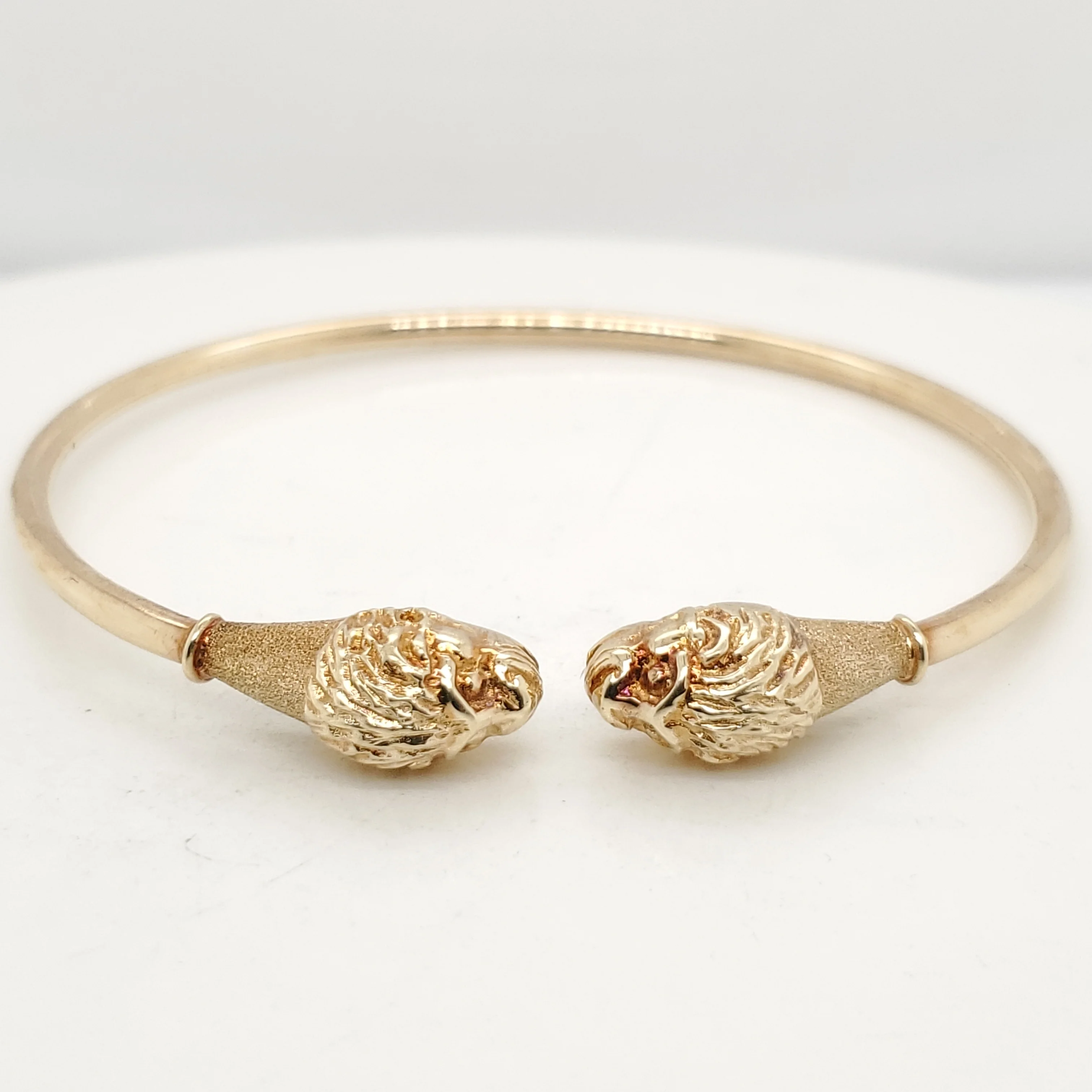 Vintage 14kt Yellow Gold Lions Head Cuff Bracelet