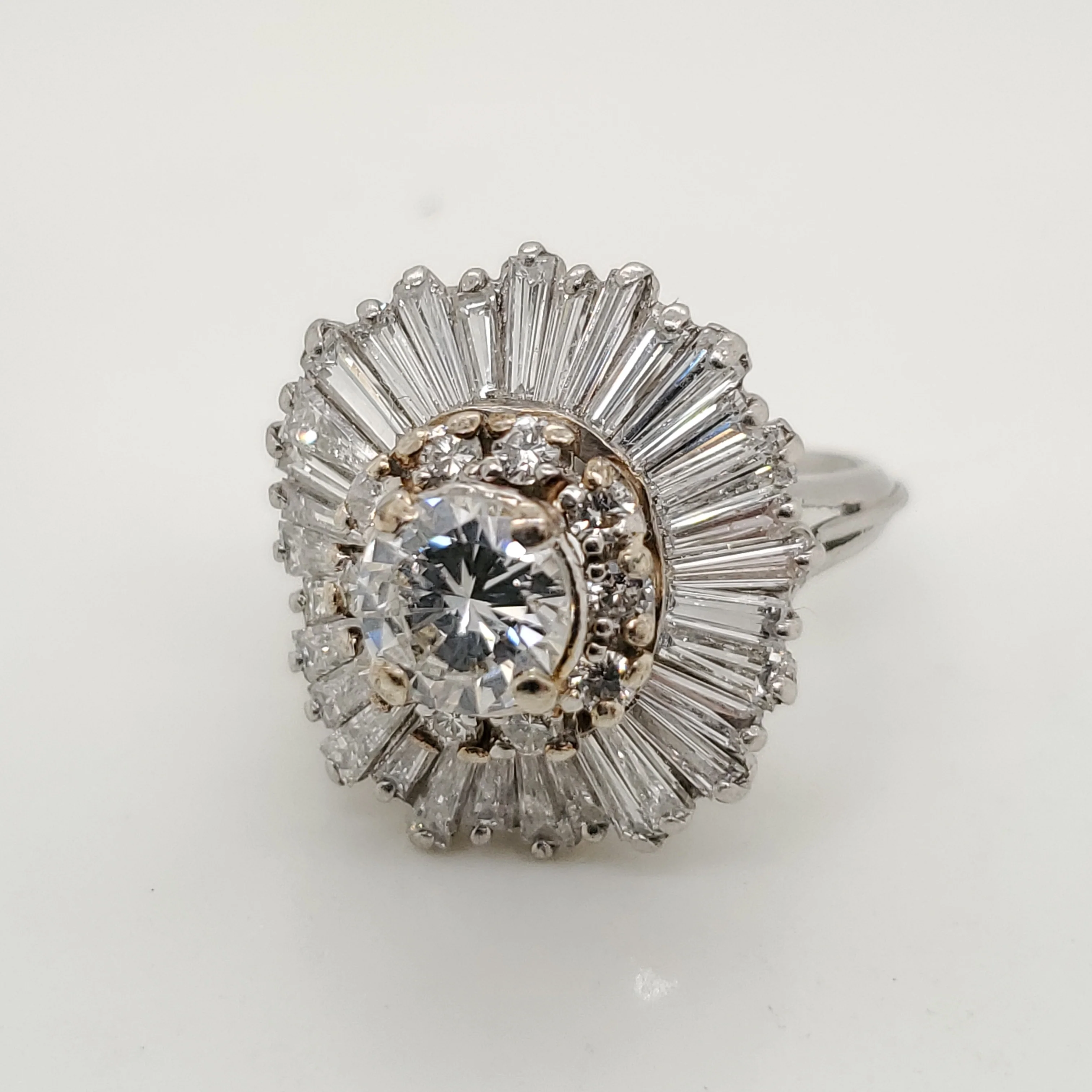 Vintage 18kt White Gold and Diamond Ballerina Style Ring