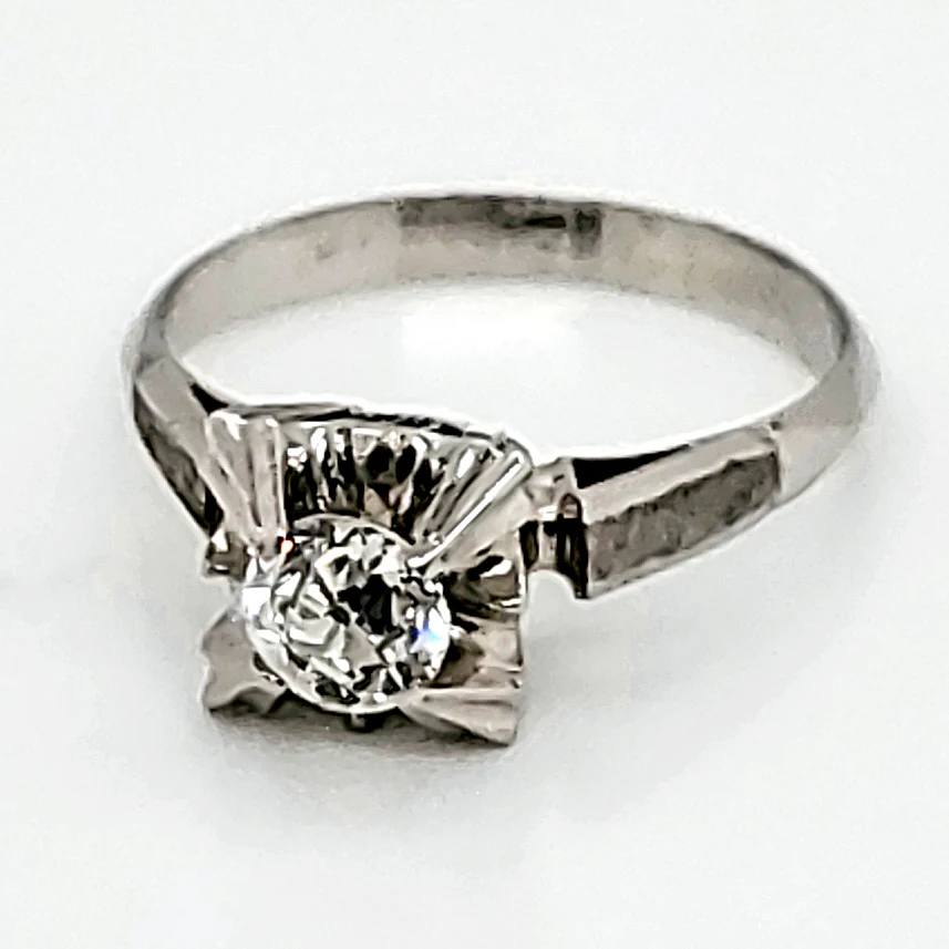 Vintage Palladium .45 carat mine cut diamond ring