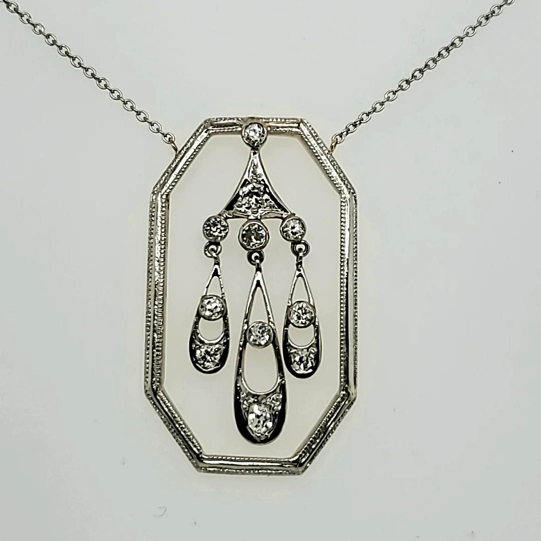 Vintage Platinum and 18kt Gold Diamond Neckalce